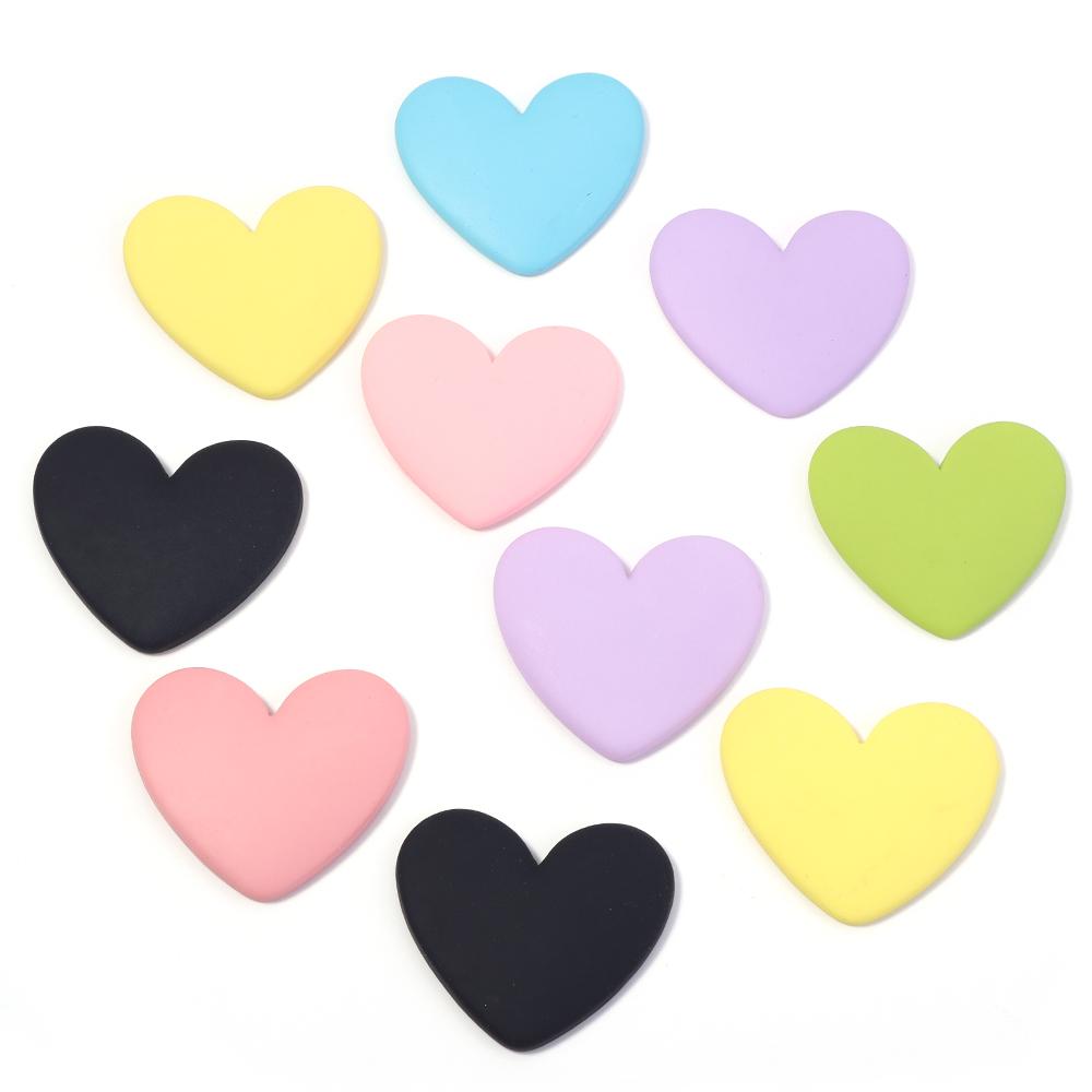 10pcs/lot Colorful Cute Flatback Resin Heart Cabochons DIY Handmade Headwear Hairpin Decoration Jewelry Making Accessories