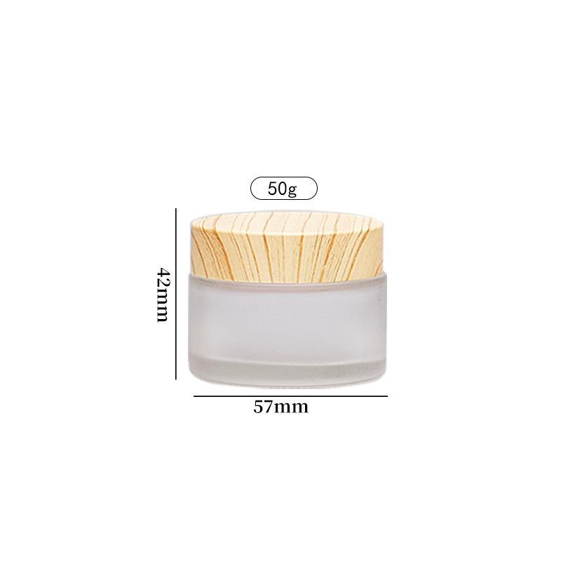 Frosted Glass Cream Jar with Bamboo Lid – 5-100g Sizes for Face & Eye Cream, 30g Empty Cosmetic Container