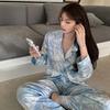2 Pieces Pajamas for Women Autumn Spring Women's Pajamas Set Elegant Ptinting Flower Home Wear Soft Sleepwear
