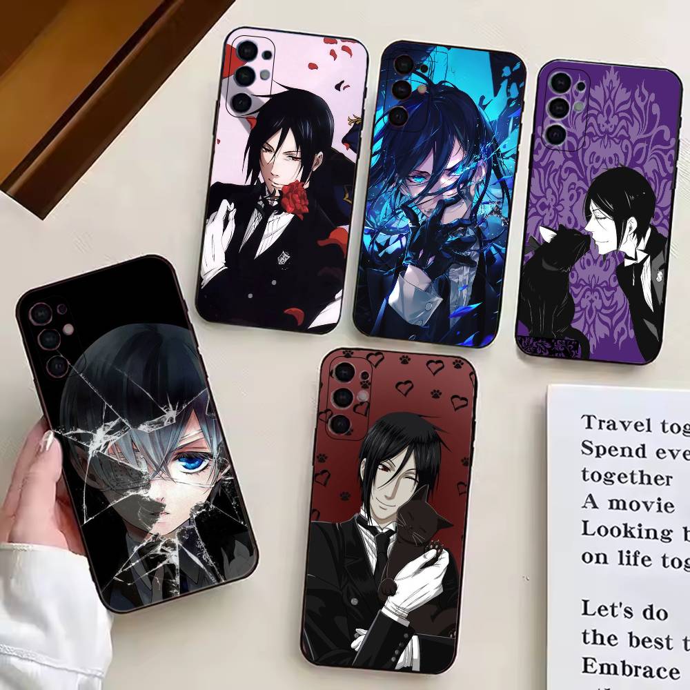 Anime Black B-Butler Phone Case For Samsung S25,S24,S21,S22,S23,S30,Ultra,S20,Plus,Fe,Lite,Note,10,Black Cover