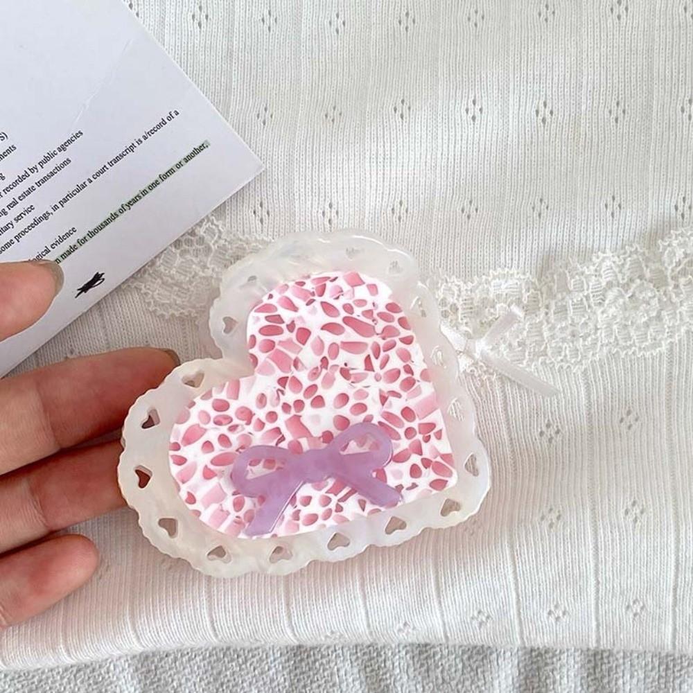 Elegant Acetic Acid Hair Claw Korean Style Bow Hair Claw Hair Clip Heart Shark Clip  Friends