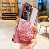 KEYSION Shockproof Plating Phone Case for OPPO Reno11 F 5G Clear TPU Glitter Jewelled Swan Kickstand Back Cover for OPPO Reno11F 5G