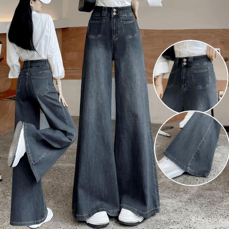 

Autumn Women s High Waist Retro Flare Floor-Length Wide Leg Slimming Jeans XL, 115-125 lbs