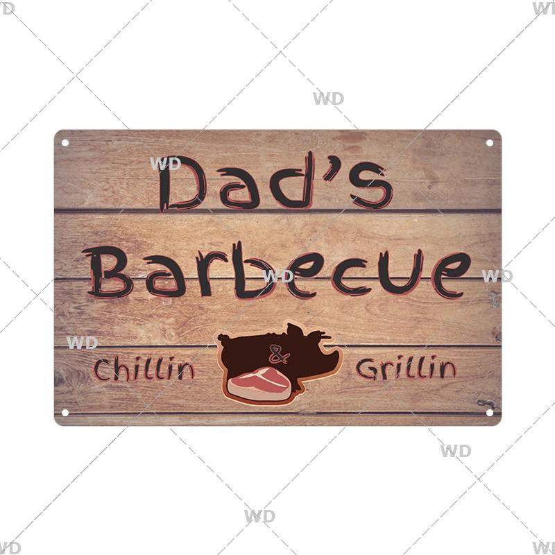 BBQ Vintage Tin Sign Plaque Barbecue Metal Plate Sign Wall Art Decoration Kitchen Man Cave Terrace Beach House Club Wall Decor