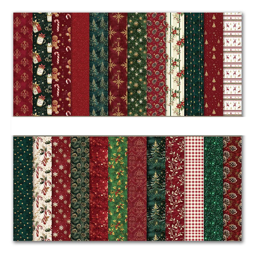 24PCS/SET Christmas Flower Printed Scrapbooking Background Paper Pads Vintage Junk Journal Paper Packs Art Handmade Crafts