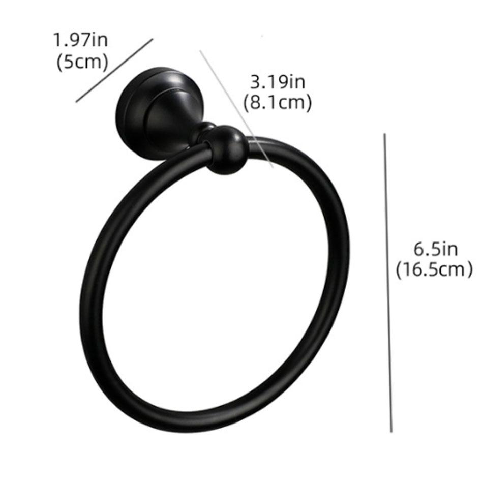 

Bathroom Towel Ring Matte Black Gold Sliver Wall Mounted Space Aluminum Lavatory Washroom Round Bath Towel Holder Ring Shelf чорний