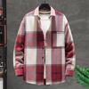Men Autumn Winter Plaid Shirt Coat Turndown Collar Long Sleeve Loose Fit Cozy Fashionable Shirt Streetwear