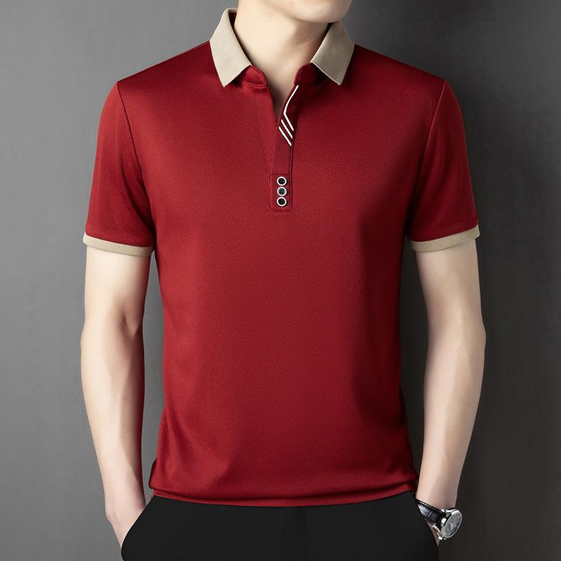 

Men s Polo Shirt Scissors Collar Short Sleeves High-end Casual Collar T-shirt Men s Summer Clothes M