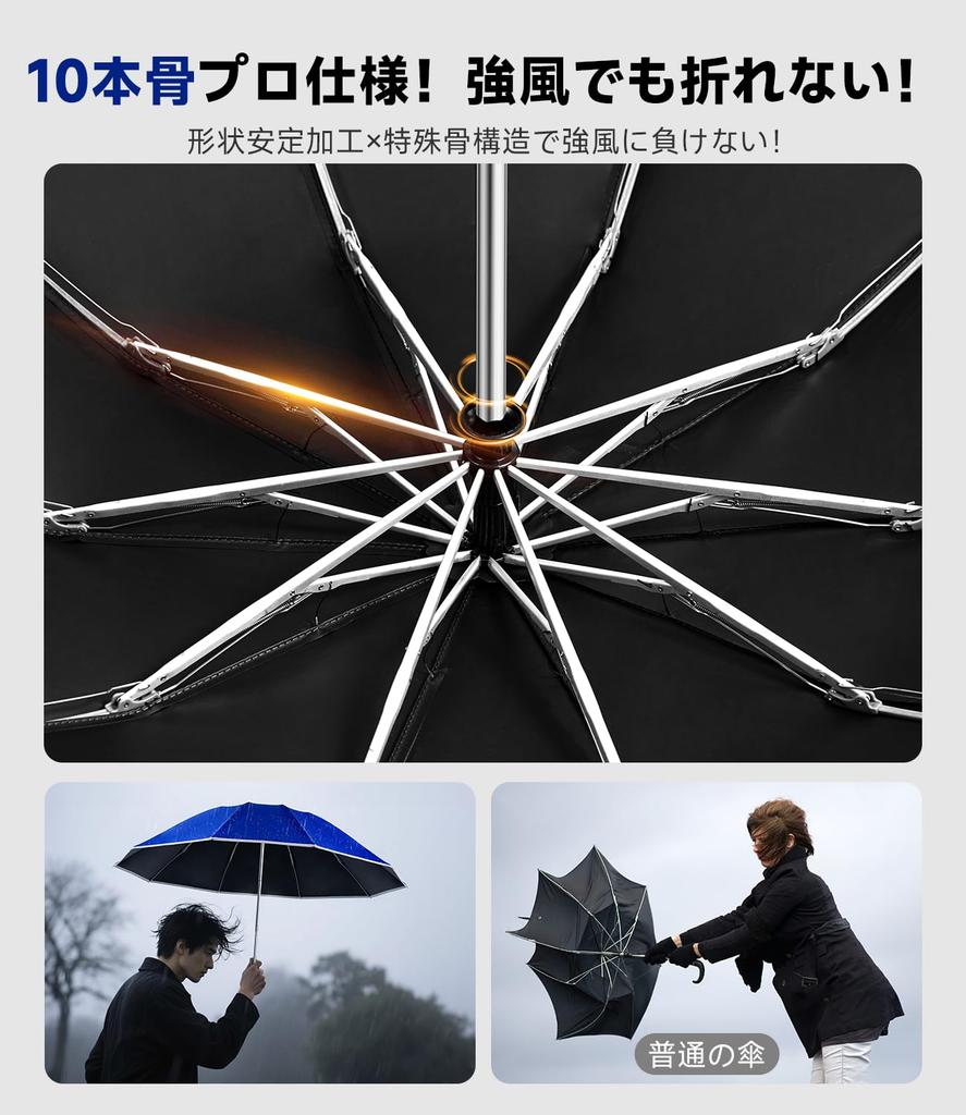 Folding Umbrella with Automatic Opening and Suitable for Both Men and Windproof and Heavy Rainproof 105cm Reflective Light Blocking and UV and Perfect