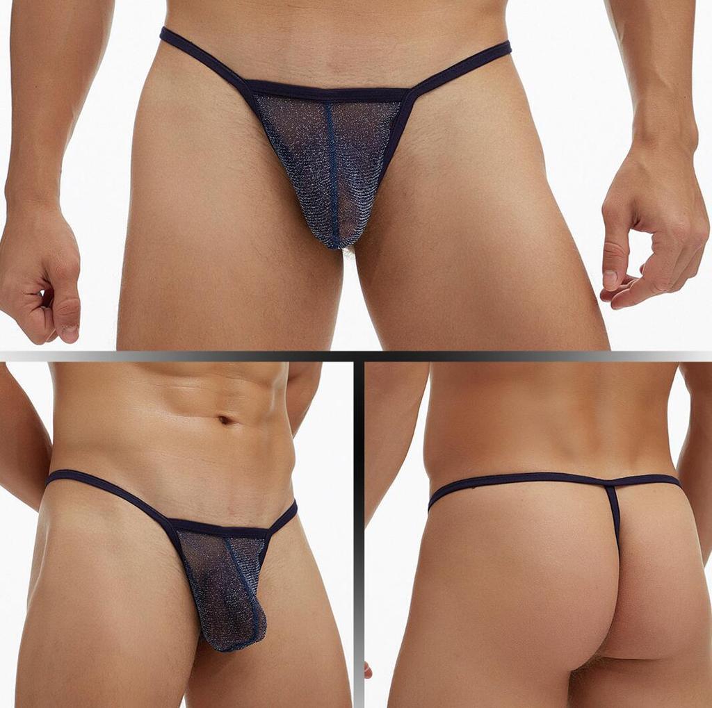 European and American Men's Fine Mesh See-through T-Back Thong Underwear, Plus Size E080