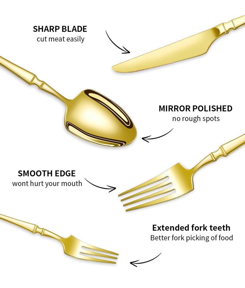 Stainless Steel 30-Piece Cutlery Set with Small Waist Design for Restaurants and Hotels