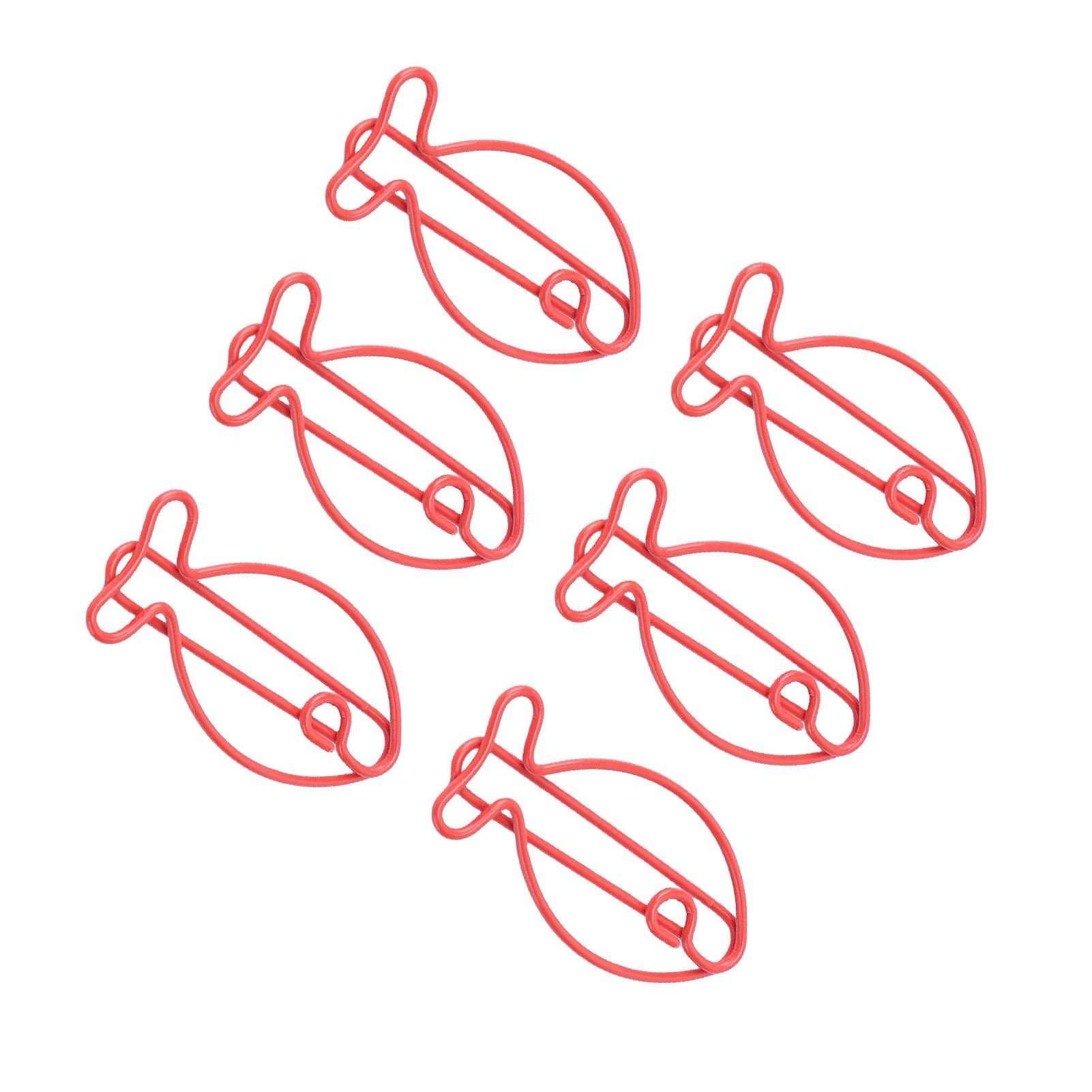 100 Pcs Fish Paper Clips Red Cute Metal Paperclips Decorative Bookmark Clips Document   for   School