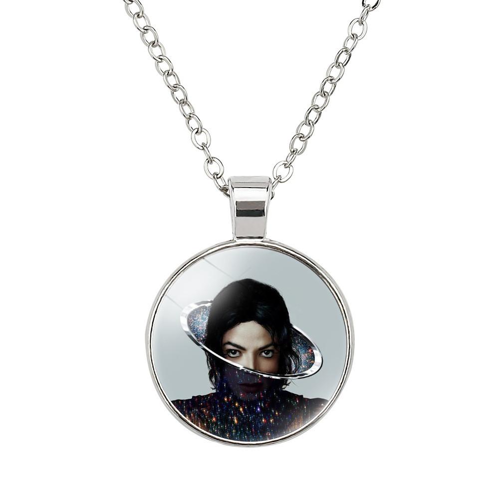 Elegant Michael Jackson Time Gem Pendant Necklace With Alloy Charm 51-80cm Long