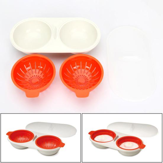 Double-layer Microwave Mini Egg Poacher Steamer Breakfast Cooker Boiler Cup