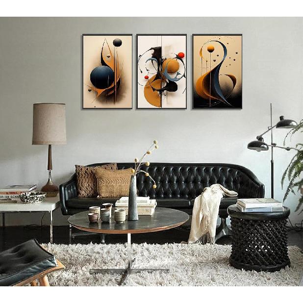 3Pcs Modern Minimalist Wall Art Abstract Geometric Wall Decor Pictures Painting Color Line Posters Prints Aesthetic Room Artwork for Office Bedroom