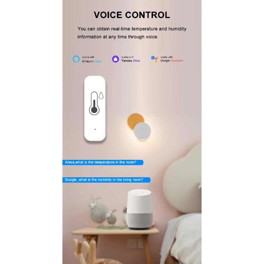 Tuya WIFI Temperature And Humidity Sensor Smart Life APP Remote Monitor Smart Thermo-hygrometer Work With Alexa Google Assistant