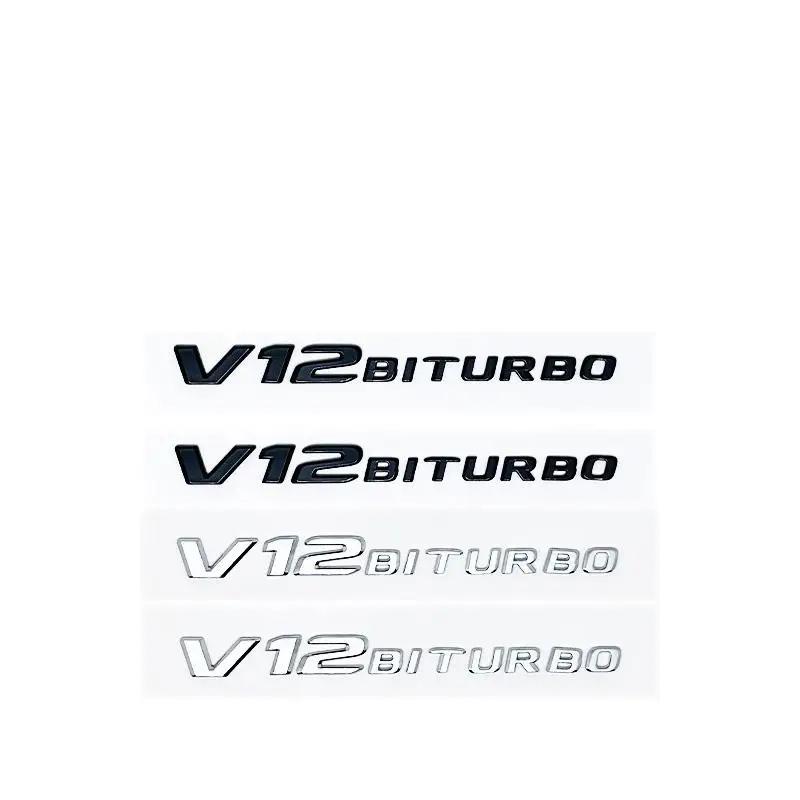 AMG V12 BITURBO/V8 BITURBO 4MATIC+ Letter Emblem - Chrome/Black/Red Styling Fender Logo Sticker for Mercedes Benz
