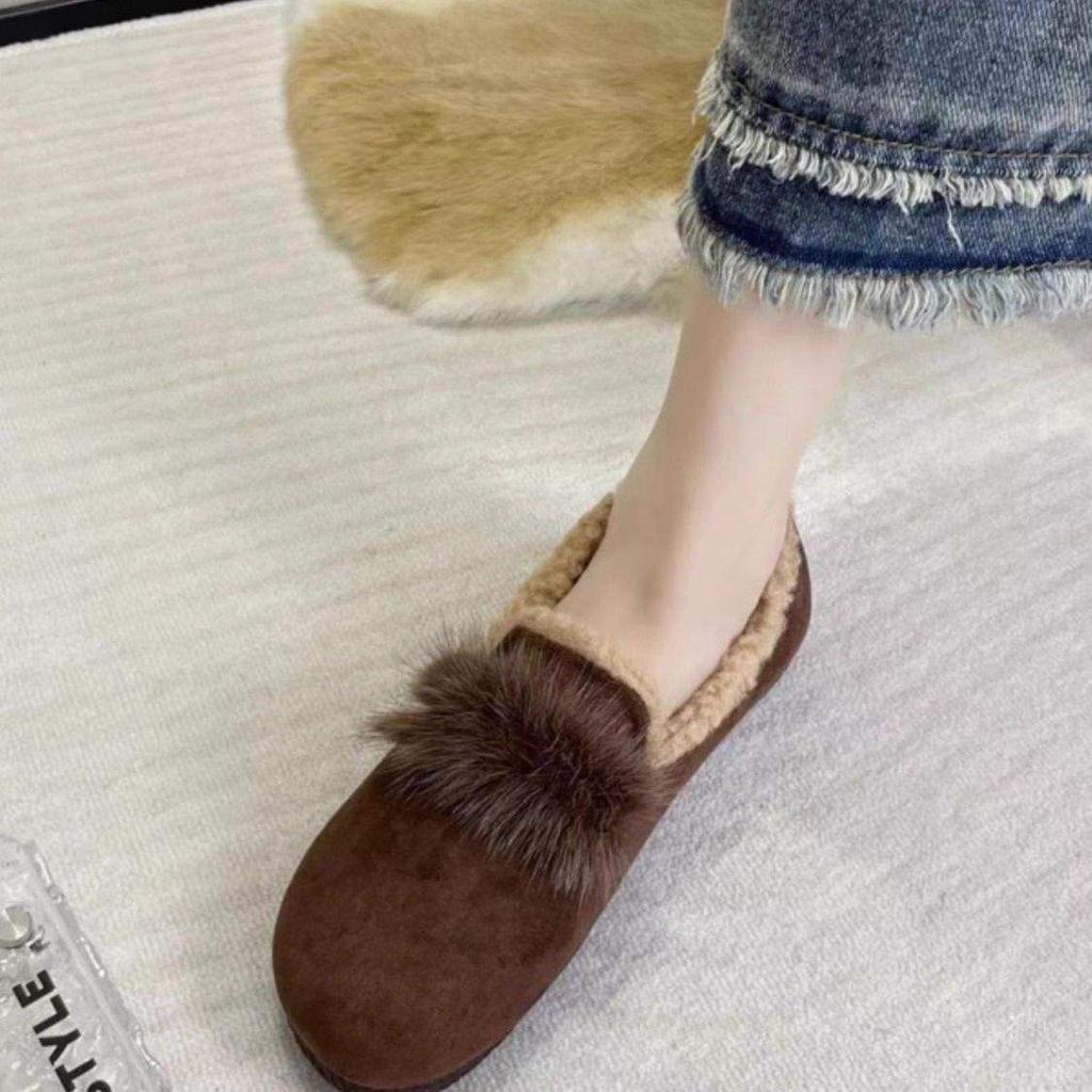 2025 neue Damen Doudou Schuhe Winter Samt ultraweiche Sohle Mode Oberbekleidung verdickte Baumwollschuhe Rindsehnensohle rutschfeste Damenschuhe