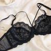 French Ultra-Thin Lace Push-Up Bra Set with Side Support, Underwire, for Large Busts
