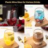 24pcs Plastic Wine Glasses Combo (12pcs 16oz Plastic Wine Glasses & 12pcs 9oz Plastic Champagne Flutes) Stemless Clear Disposable Golden Rims Unbreaka