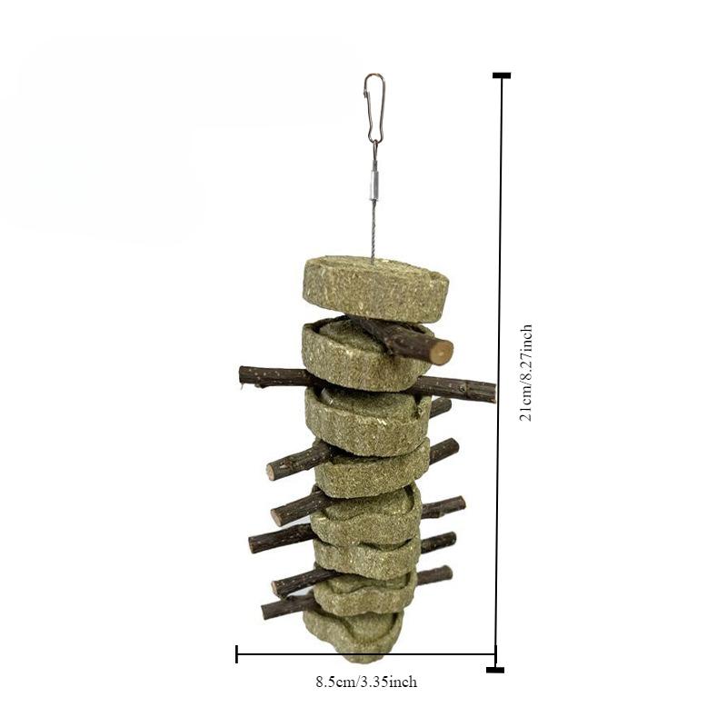 1pcs Alfalfa Grass Ball Skewer Grass Cake Grinding Teeth Apple Branch Bite Skewer Guinea Pig Rabbit Dragon Cat Snack Bite Stick