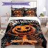 3PC Custom Name Spooky Halloween Skeleton Bedding Set Printed Bedding Set Duvet Cover Closure Includes 1 Duvet Cover & 2 Pillowcases for All Seasons B