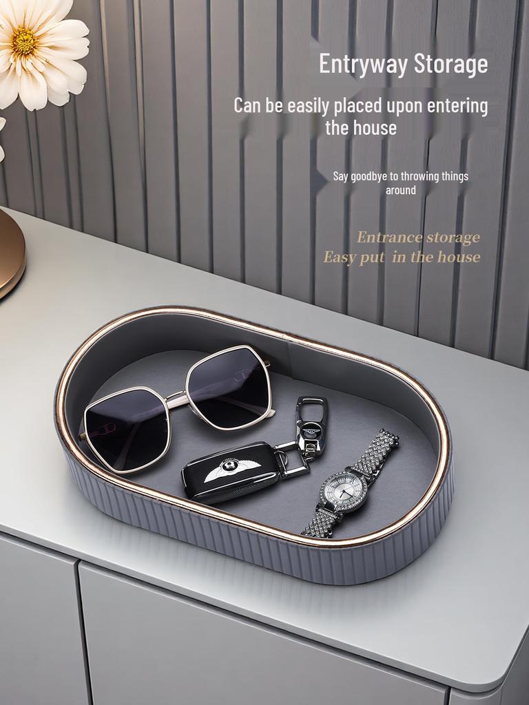 Oval Design Organizer Tray for Keys, Remotes, and Jewelry