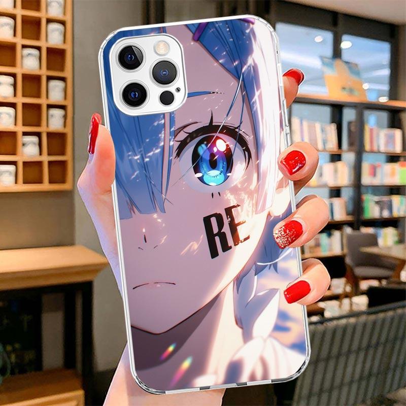 R-Rem Re Zero Anime Cover Phone Case For iPhone 16 17 Air 15 14 Pro Max 16E Phone Case 13 Mini 12 11 7 SE 8 Print Pattern Fit Ca