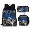 3 pièces Sac à dos d'activité Fortnite Anime Dessin animé Cartable Grande capacité Étudiant Sacs d'école Trousse à crayons Mignon et Charmant Sac à lunch Date de naissance Cadeau