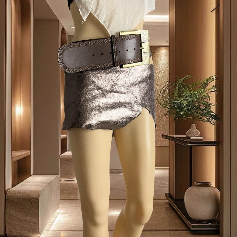 Extra-wide Belt, Retro Leather Clothing, Nightclub Lady Punk Style Belt, Riveted Decorative Belt