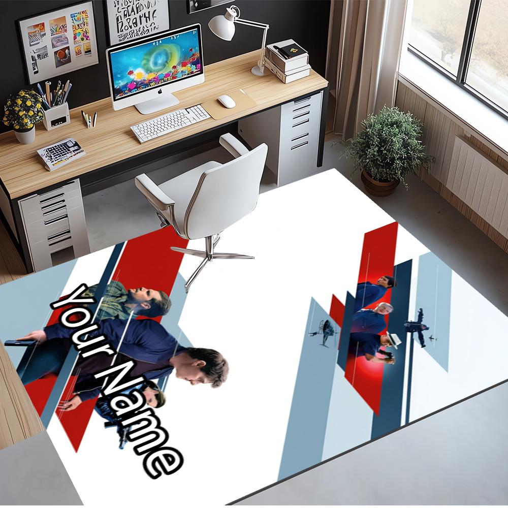 Custom Name Mission Impossible Printed Carpet, Rug for Office Chair Living Room Bedroom Kitchen Room Decor Gifts.