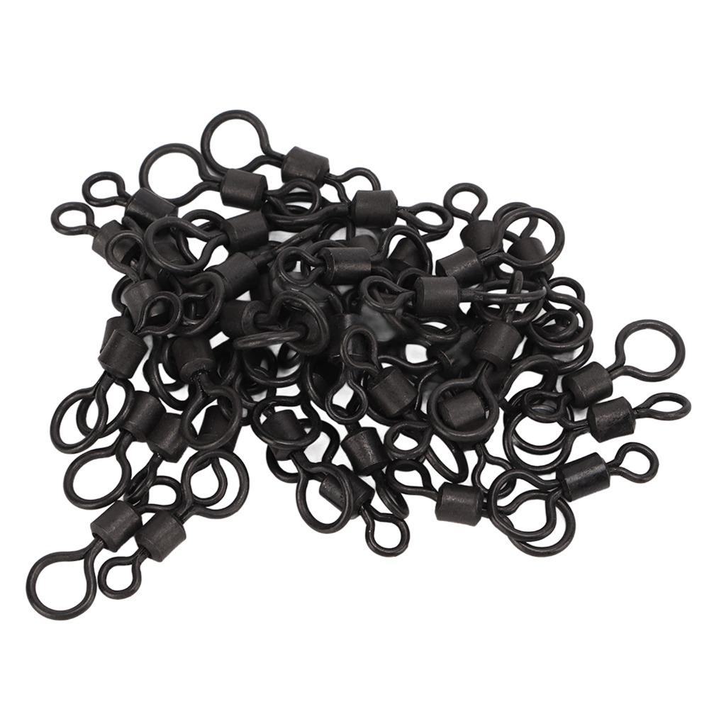 50 PCS High Tensile Strength Fishing Barrel Swivels Copper Mini Fishing Rolling Swivels 17mm Black Carp Fishing Swivels Streams
