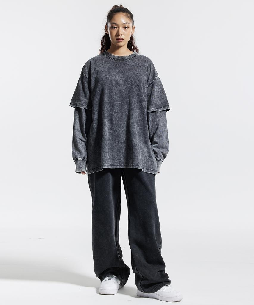 CREAM SODA LAB Pigment Wide String Pants Black