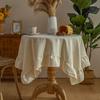 Farmhouse Ruffle Round Tablecloth, Retro Cotton Linen Flounce Tablecloths Washable Table Cover For Kitchen Party Wedding Decor