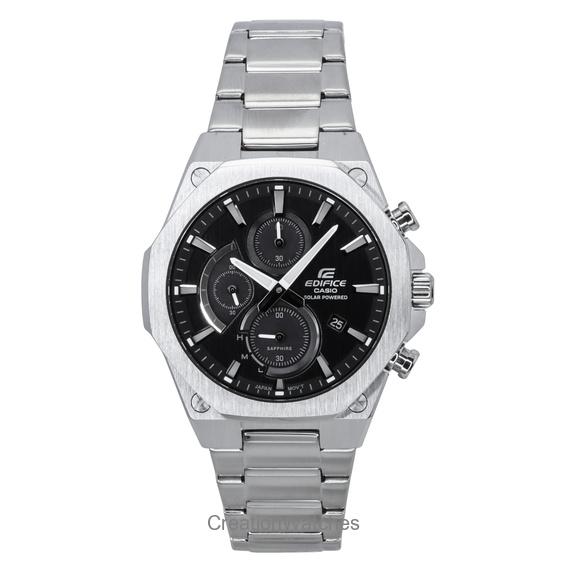 Восстановленные аналоговые мужские часы Casio Edifice Slim Line с хронографом, на солнечной батарее EFS-S570D-1A EFSS570D-1 100M чёрный