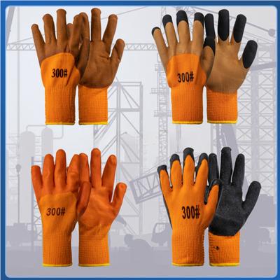 Labor Insurance Gloves, Thermal Gloves, Terry Foam Dipped Gloves, Thickened Construction Site Work Protective Gloves, Hanging Rubber Gloves