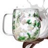 Creative style real flower dried flower double layer glass cup dried flower glass cup office bar home coffee Mug cold drink cup