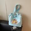 Canvas Bag Women'S Large Capacity Summer Simple Versatile Shoulder Bag Drawstring College Student Class Tote Bag