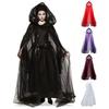 Fantasia Cosplay de Fantasma de Halloween Capa Adulta com Capuz Transpassada de Renda Capa Transparente Longa com Capuz Oversized