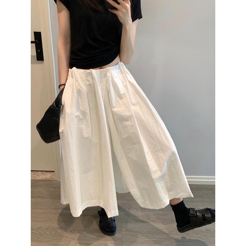 

2025 Women s Cropped Wide-Leg Pants with Pleated Waist - Casual Commute Style Large белый