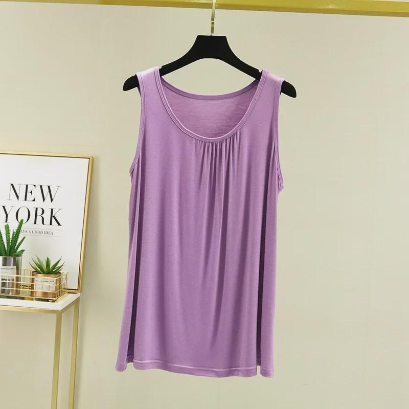 Vestă de vară fără mâneci, lejeră, din modal, pentru femei, mărime plus, versatilă, pentru interior și exterior, top ușor de casă, cămașă subțire.