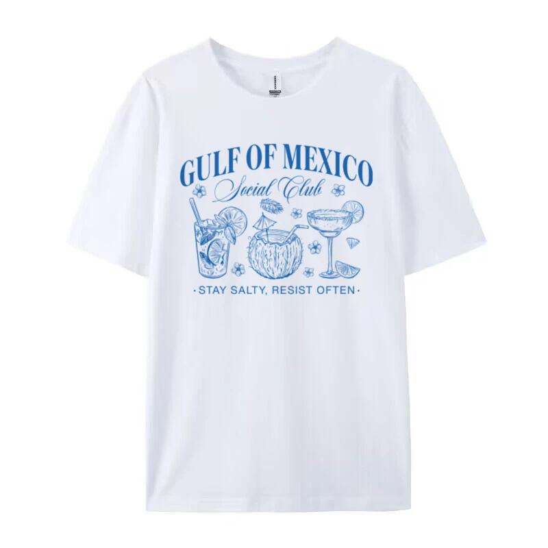 Women Unisex Gulf of Mexico Social Club T Shirt Trendy Democrat Tshirts Retro Funny Beach Vacation TShirts Liberal Top Gift