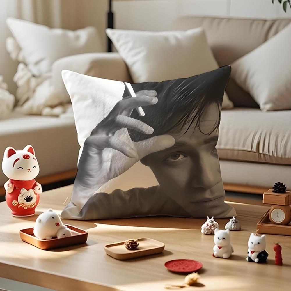 Actor Tony Leung Chiuwai Cushion Cover Anti-Dustmite Pillowcase Invisible Zipper Silky Short Plush Sofa Cushion Cover