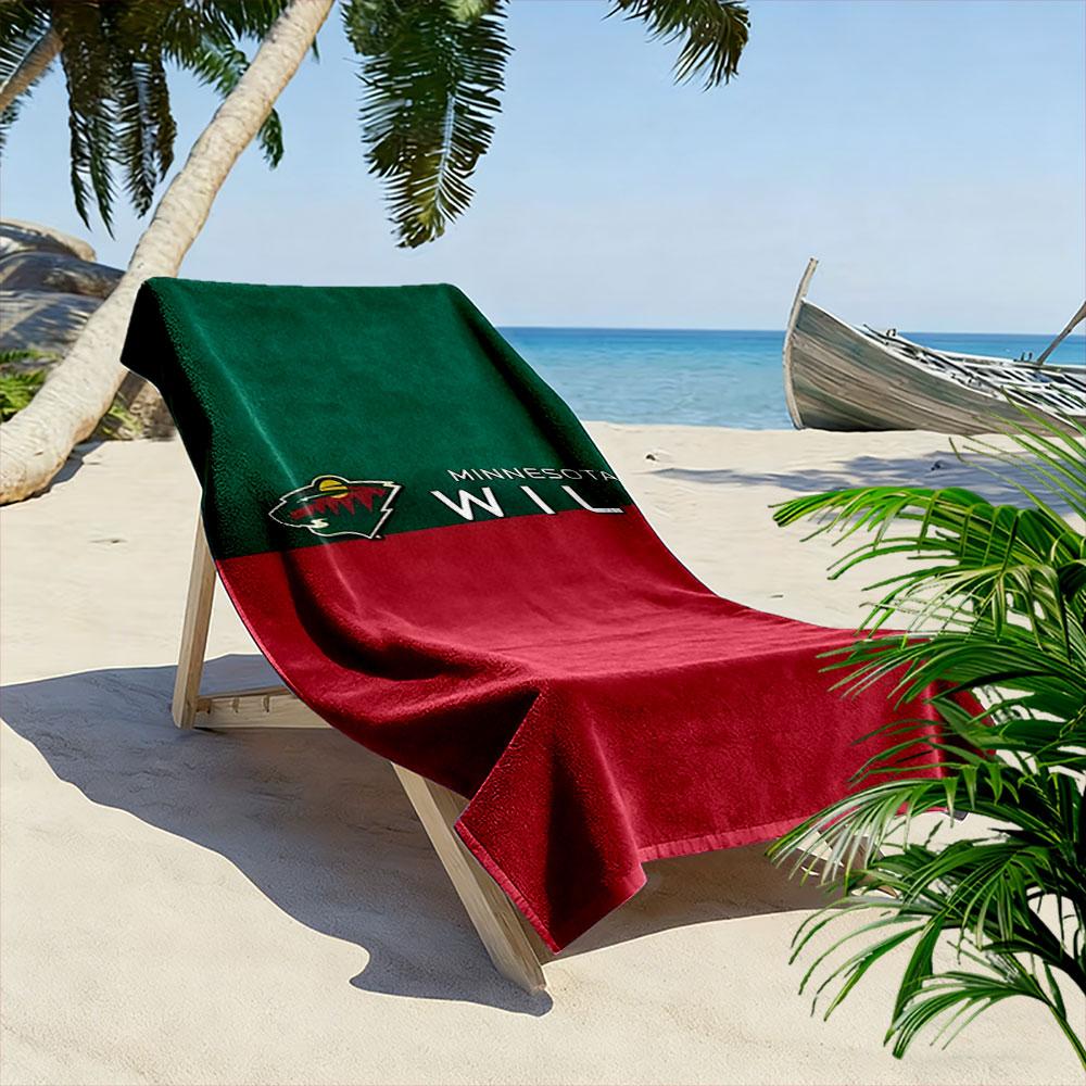 Minnesota Wild Logo Beach Towel Design Patterned beach towel quick dry perfect for travel outdoor sports jogging the beach and swimming