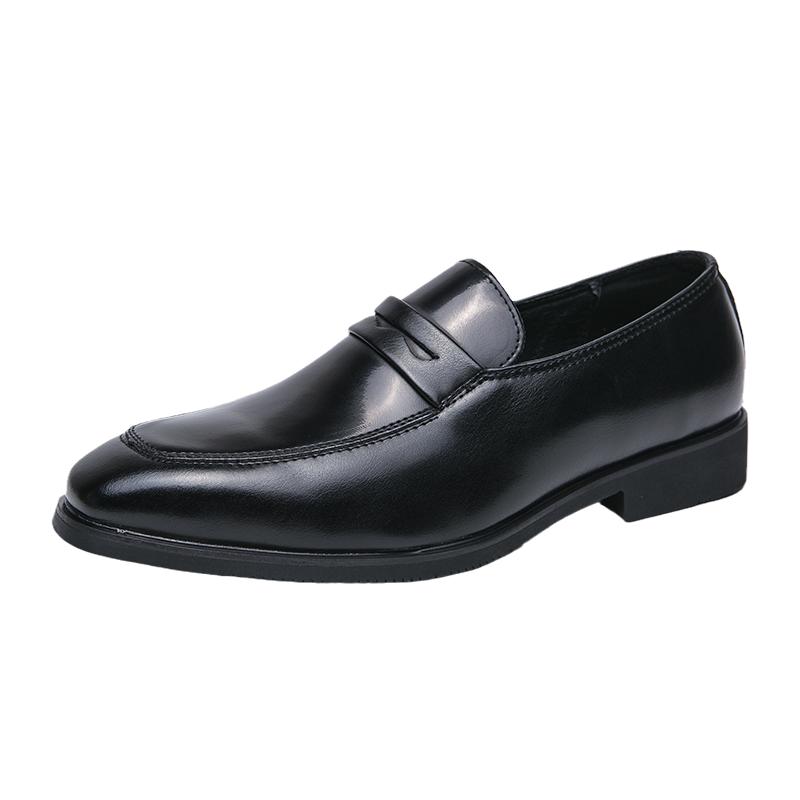 Trendy Minimalist Black Men's Leather Casual Shoes Soft Soles Comfortable Office Business Shoes Commuting Men's Driving Shoes