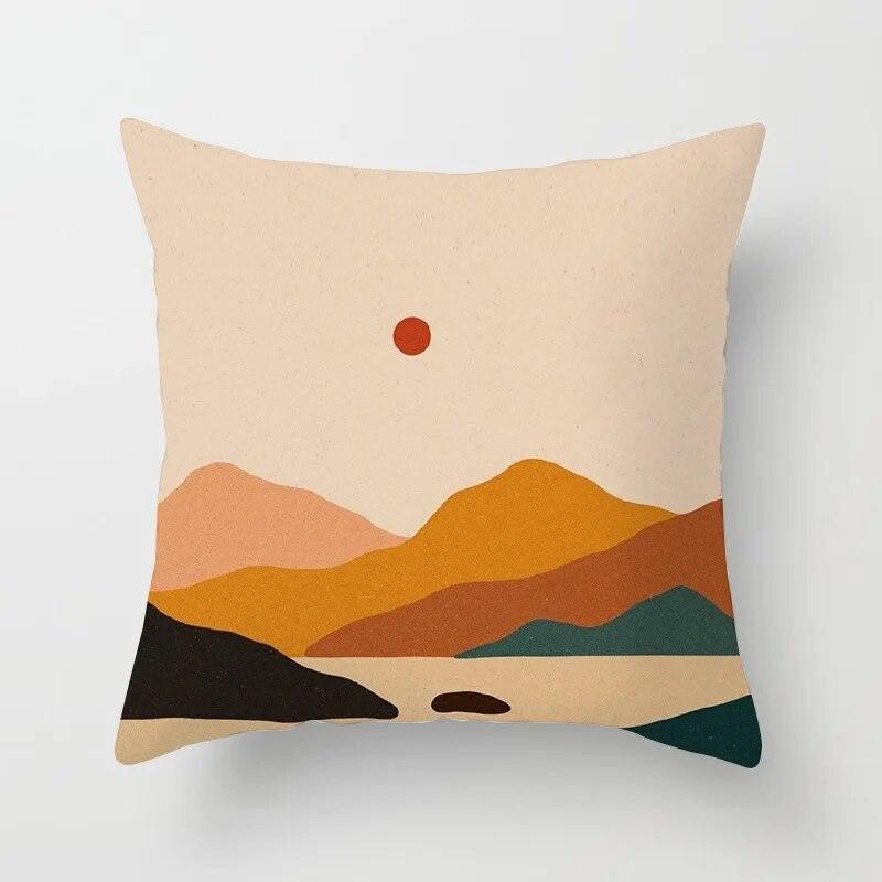 Hot Sale Modern Morandi Color Sofa Cushion Cover Home Nordic Abstract Mountain Moon Sun Geometric Pillow