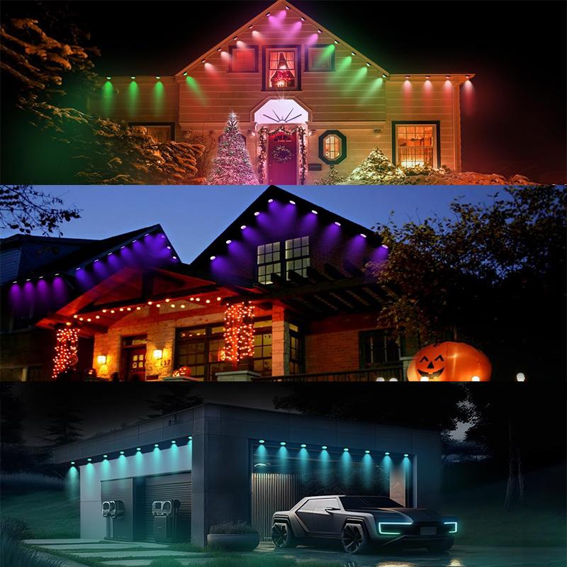 Smart Eaves Light RGBIC Permanent Outdoor LED Lights IP65 Waterproof String with Remote APP DIY Music Sync Timer House Christmas