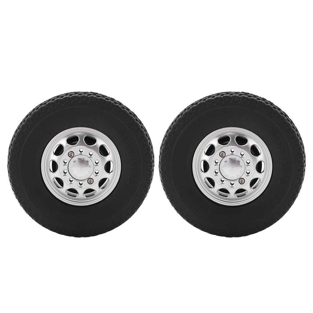 2Pcs RC Car Rubber Tire Aluminum Alloy Front Hub with Rubber Tires for Tamiya 1 14 Tractor Truck Front Wheel