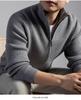 Men's Stand Collar Wool Cardigan Sweater - Casual Zipper Jacket for Autumn/Winter