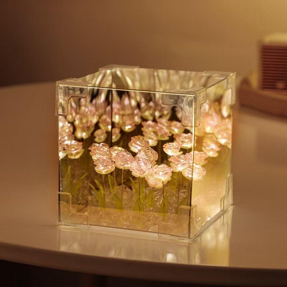 Desktop Decoration Handmade DIY Rose Light Set Home Ornament Atmosphere Lamp  Birthday Gift